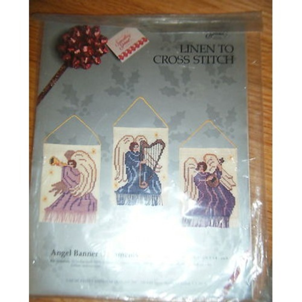 Something Special linen to cross stitch Angel Banner ornament kit NEW